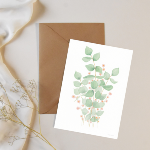 Carte postale aquarelle – Eucalyptus en Fleurs